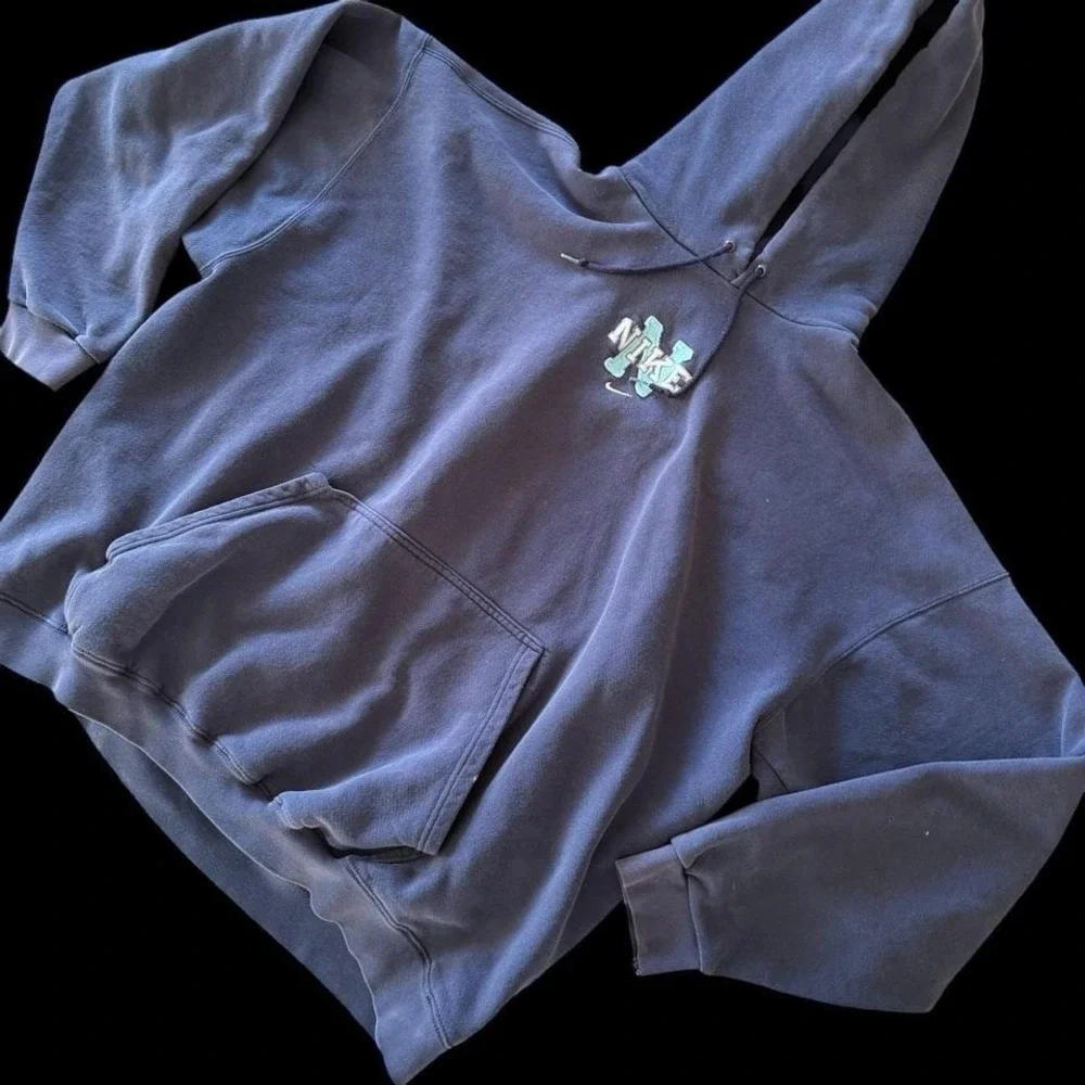 Vintage 90's Nike Center Swoosh‎ Hoodie Mens XXL Blue Rare Distressed